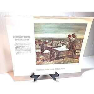 NOS Vintage 11 X 14 Syracuse History Lithograph Painting Harvesting Salt
